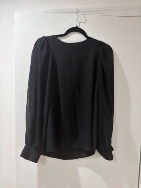 Ann Taylor Black Puff Sleeve Blouse